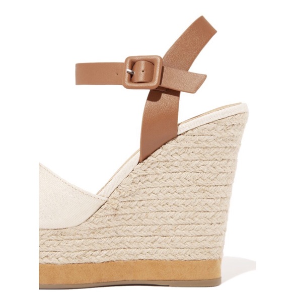Natural Peep Toe Bow Tie Espadrille Wedge Sandals - Picture 5 of 5